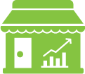 retail store icon with bar graph